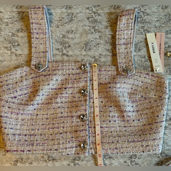 NEW w/Tags AQUA Lavender Tweed Crop Top 100% Bloomingdale's Exclusive Size L - Picture 11 of 11